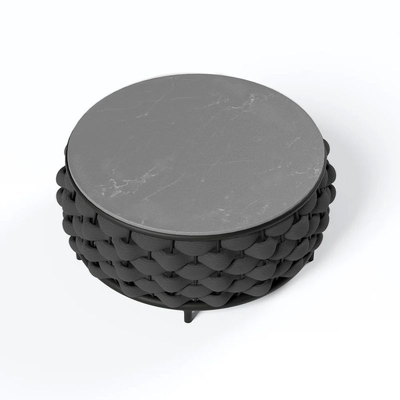 Set mobilier, aluminiu, terasa gradina, canapea, fotolii, masuta, impletitura rotunda tip funie, Dylan
