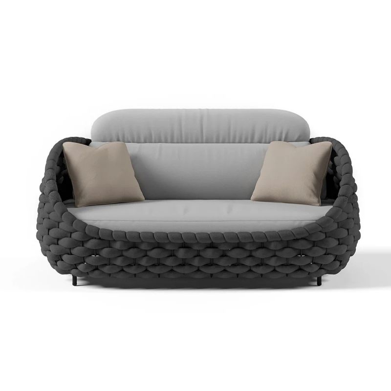 Set mobilier, aluminiu, terasa gradina, canapea, fotolii, masuta, impletitura rotunda tip funie, Dylan