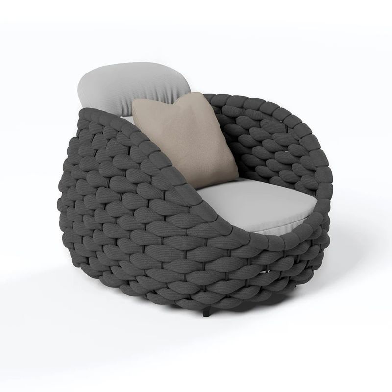 Set mobilier, aluminiu, terasa gradina, canapea, fotolii, masuta, impletitura rotunda tip funie, Dylan