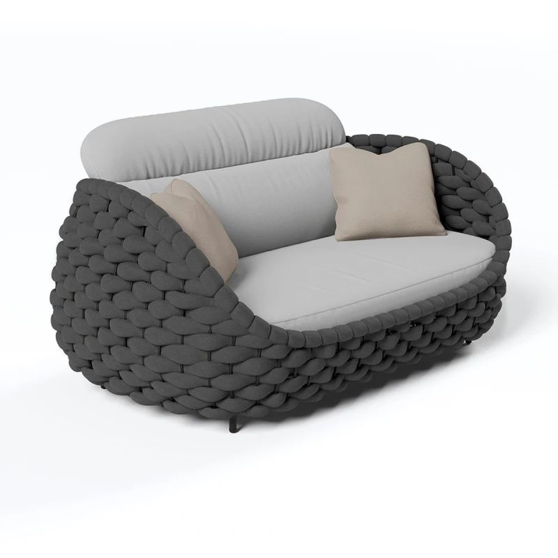 Set mobilier, aluminiu, terasa gradina, canapea, fotolii, masuta, impletitura rotunda tip funie, Dylan