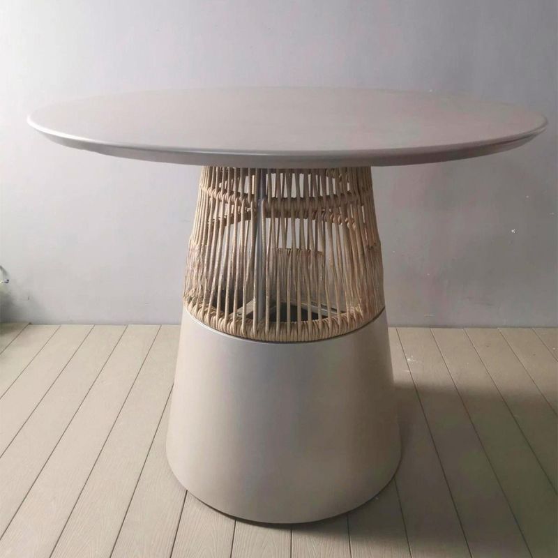 Set mobilier, cadru aluminiu si impletitura de poliratan, terasa, gradina, masa, 4 scaune,  June