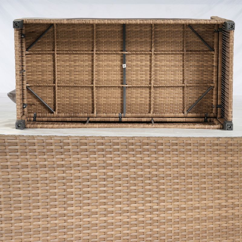 Set mobilier, canapea, 2 bancute si masa patrata terasa sau gradina, poliratan, Santorini