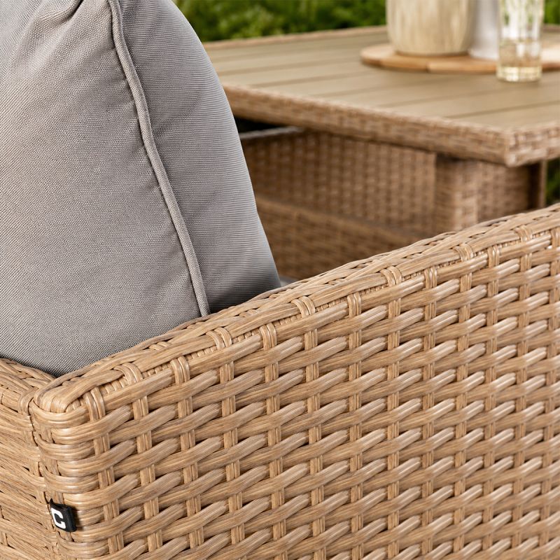 Set mobilier, canapea, 2 bancute si masa patrata terasa sau gradina, poliratan, Santorini