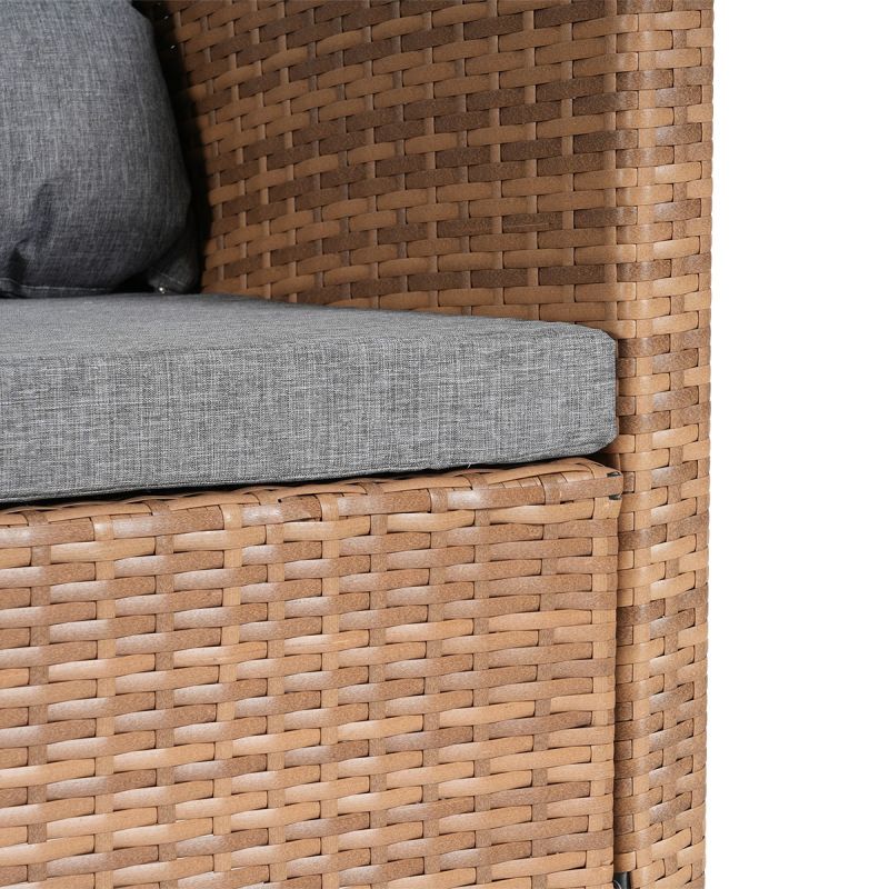 Set mobilier, canapea, fotoliu, banca + masa cu blat de sticla, terasa sau gradina, perne incluse, poliratan, Bali