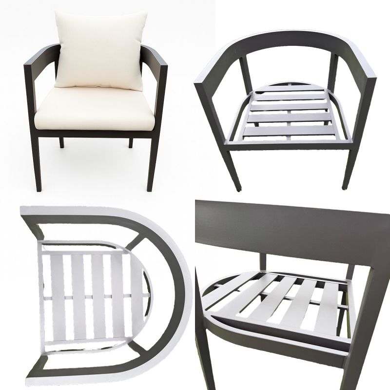 Set mobilier cu masa rotunda de 4 persoane, terasa sau gradina, aluminiu, tesatura din 100% Olefin, Costa Rica