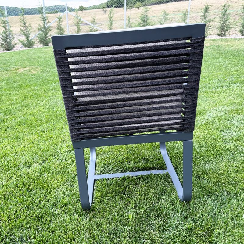 Set mobilier de 8 persoane, masa 240x100 cm + 8 scaune, gradina sau terasa, aluminiu, impletitura tip funie, Capri