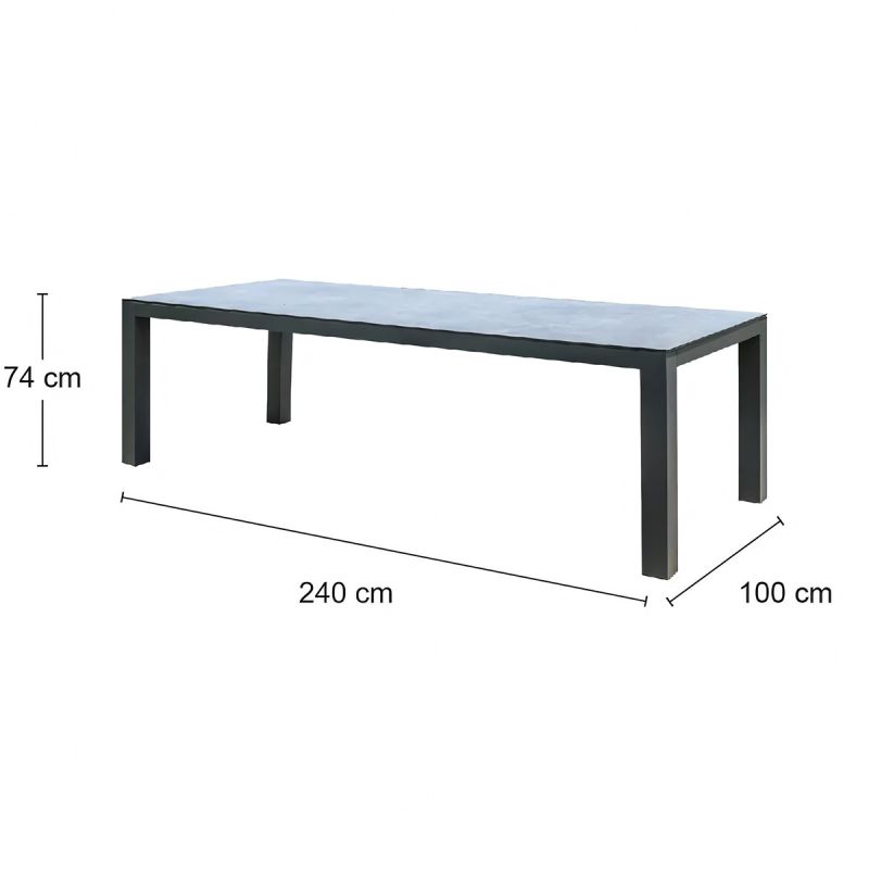 Set mobilier de 8 persoane, masa 240x100 cm + 8 scaune, gradina sau terasa, aluminiu, impletitura tip funie, Capri