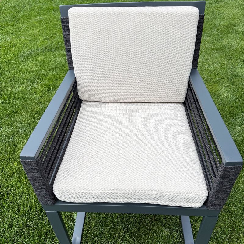Set mobilier de 8 persoane, masa 240x100 cm + 8 scaune, gradina sau terasa, aluminiu, impletitura tip funie, Capri