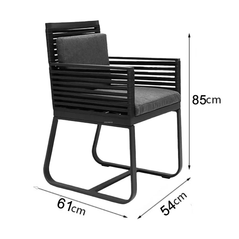 Set mobilier de 8 persoane, masa 240x100 cm + 8 scaune, gradina sau terasa, aluminiu, impletitura tip funie, Capri