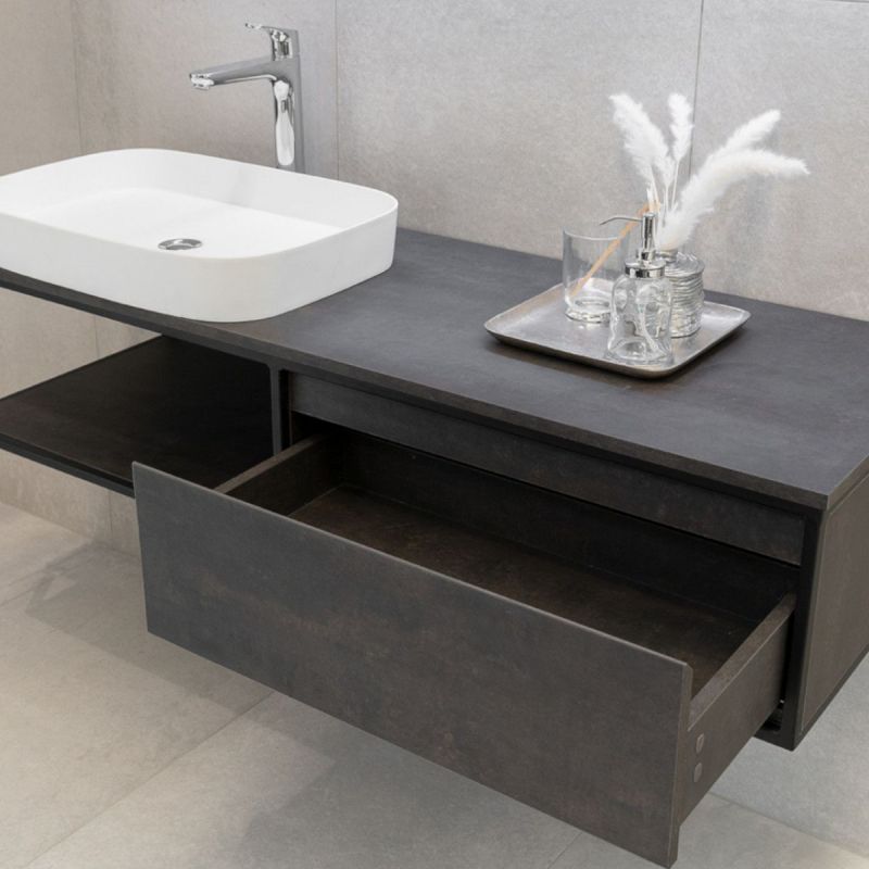 Mobilier de baie Zinia cu dulap fara lavoar, 120 cm, design modern, antracit