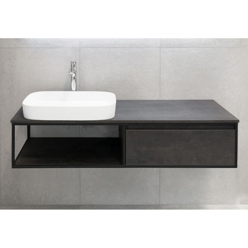 Mobilier de baie Zinia cu dulap fara lavoar, 120 cm, design modern, antracit