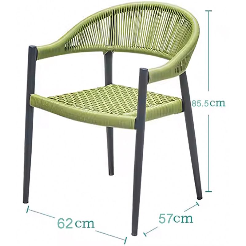 Set mobilier, masa 200 cm + 6 scaune cu impletitura tip funie verde, gradina sau terasa, aluminiu dark grey, Zen