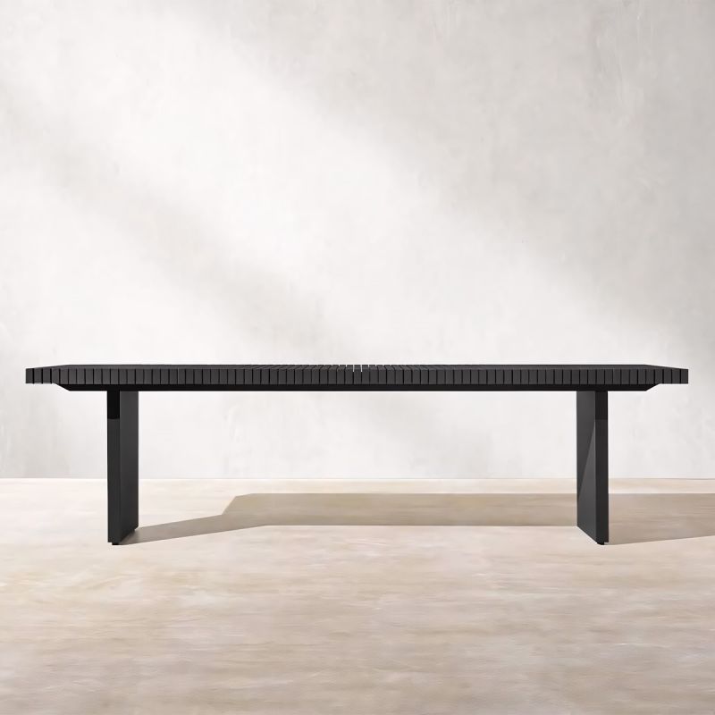 Set mobilier, masa 213x100 cm + 6 scaune, terasa sau gradina, aluminiu, tesatura 100% Olefin, Mykonos