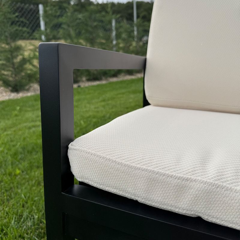 Set mobilier, masa 213x100 cm + 6 scaune, terasa sau gradina, aluminiu, tesatura 100% Olefin, Mykonos