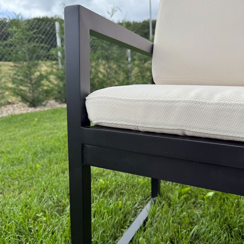 Set mobilier, masa 213x100 cm + 8 scaune, terasa sau gradina, aluminiu, tesatura 100% Olefin, Mykonos