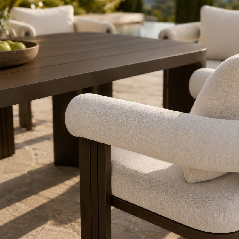 Set mobilier, masa 214x102 cm + 6 scaune, gradina sau terasa, aluminiu, tesatura 100% Olefin, Bora Bora