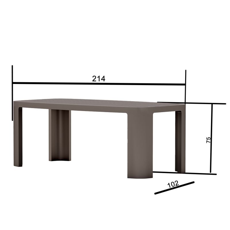 Set mobilier, masa 214x102 cm + 8 scaune, gradina sau terasa, aluminiu, tesatura 100 % Olefin, Bora Bora