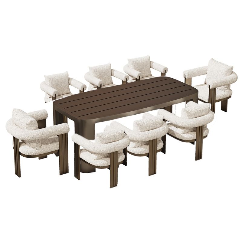 Set mobilier, masa 214x102 cm + 8 scaune, gradina sau terasa, aluminiu, tesatura 100 % Olefin, Bora Bora