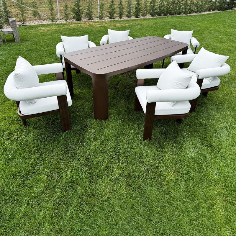 Set mobilier, masa 214x102 cm + 8 scaune, gradina sau terasa, aluminiu, tesatura 100 % Olefin, Bora Bora