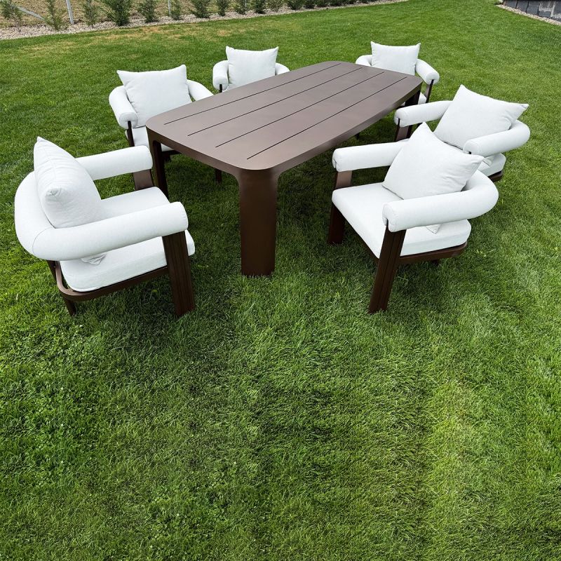 Set mobilier, masa 214x102 cm + 8 scaune, gradina sau terasa, aluminiu, tesatura 100 % Olefin, Bora Bora