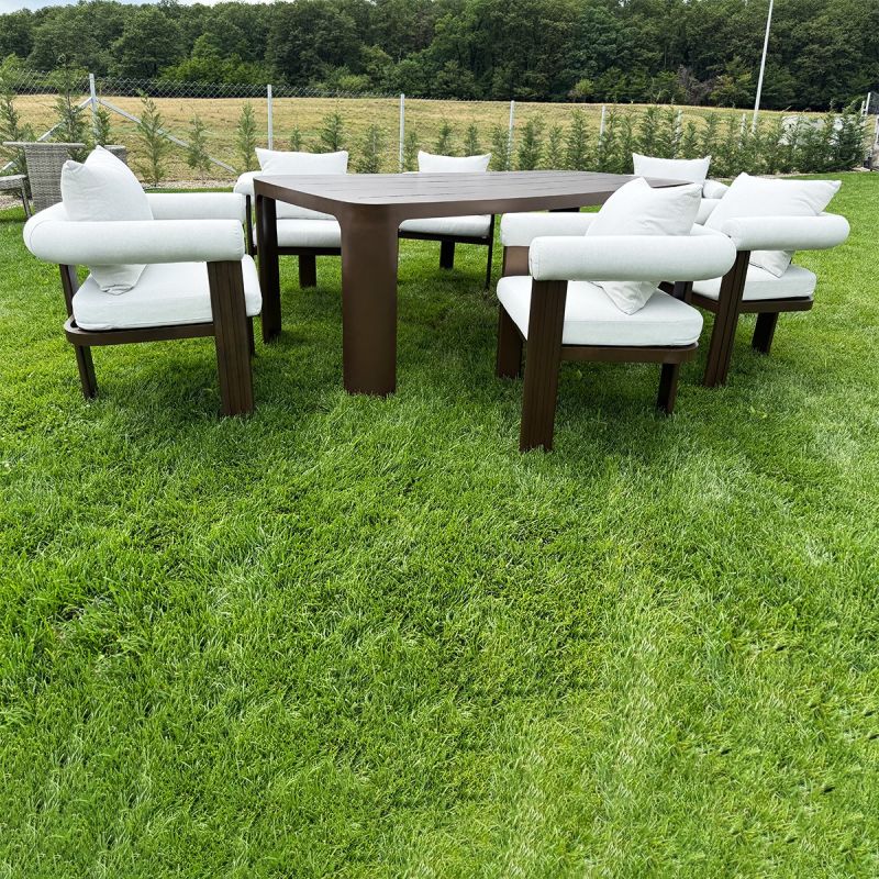 Set mobilier, masa 214x102 cm + 8 scaune, gradina sau terasa, aluminiu, tesatura 100 % Olefin, Bora Bora