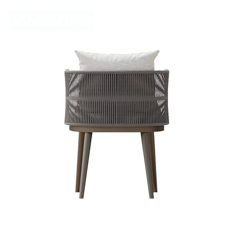 Set mobilier, masa robusta 214x100 cm + 6 scaune cu impletitura tip funie, terasa sau gradina, aluminiu, Nova Luxe