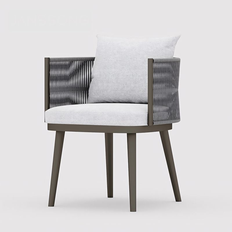 Set mobilier, masa robusta 214x100 cm + 6 scaune cu impletitura tip funie, terasa sau gradina, aluminiu, Nova Luxe