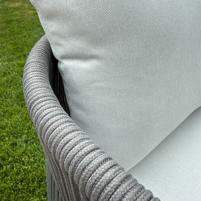 Set mobilier, masa robusta 214x100 cm + 6 scaune cu impletitura tip funie, terasa sau gradina, aluminiu, Nova Luxe