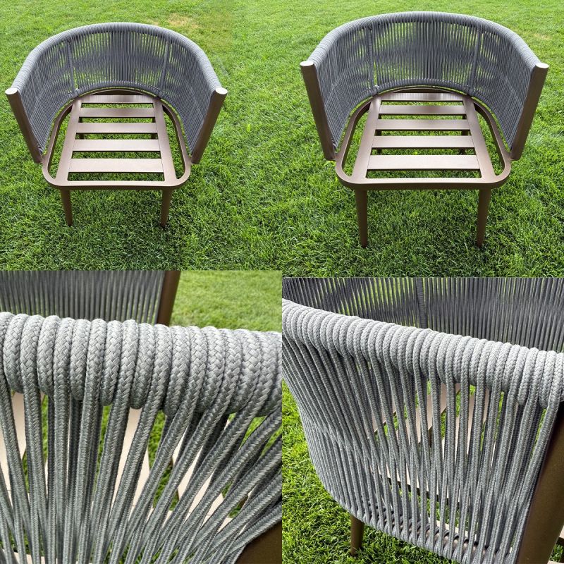 Set mobilier, masa robusta 214x100 cm + 8 scaune cu impletitura tip funie, terasa sau gradina, aluminiu, Nova Luxe