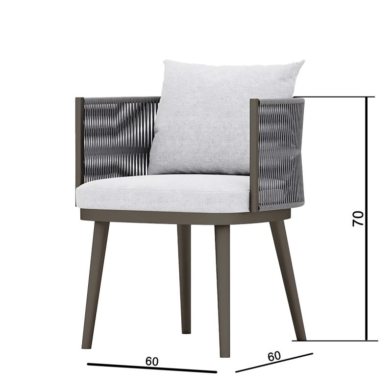 Set mobilier, masa robusta 214x100 cm + 8 scaune cu impletitura tip funie, terasa sau gradina, aluminiu, Nova Luxe