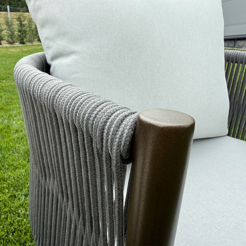 Set mobilier, masa robusta 214x100 cm + 8 scaune cu impletitura tip funie, terasa sau gradina, aluminiu, Nova Luxe