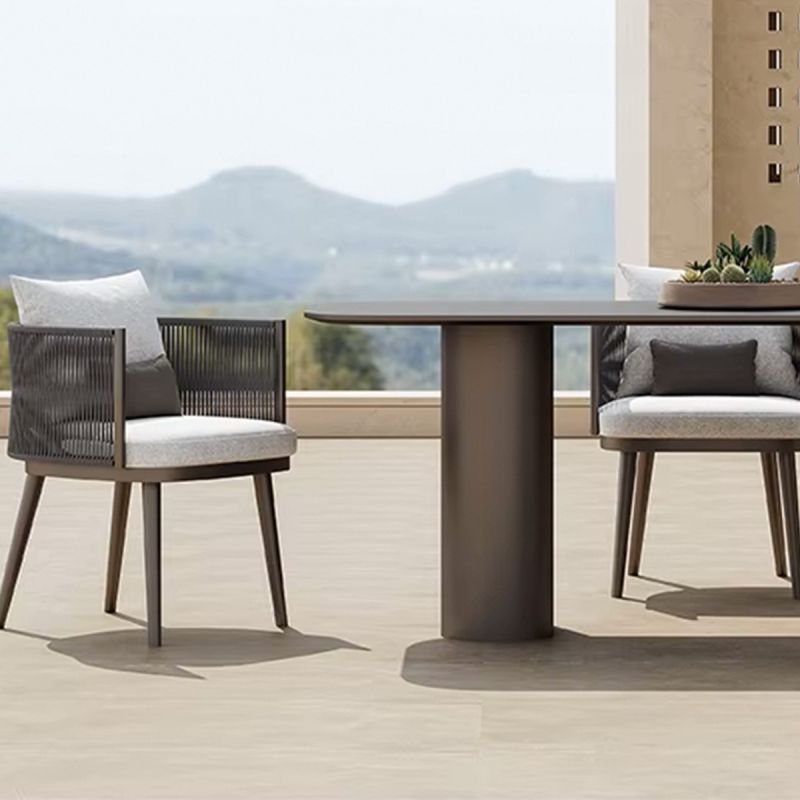 Set mobilier, masa robusta 214x100 cm + 8 scaune cu impletitura tip funie, terasa sau gradina, aluminiu, Nova Luxe