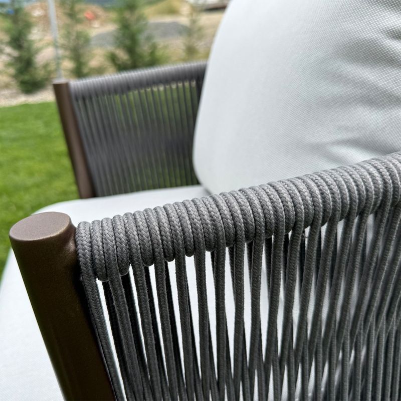 Set mobilier, masa robusta 214x100 cm + 8 scaune cu impletitura tip funie, terasa sau gradina, aluminiu, Nova Luxe