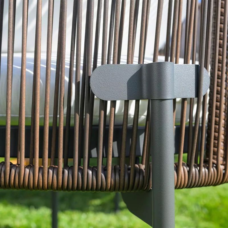 Set mobilier, masa mare Tec, 8 scaune perne incluse, terasa sau gradina, cadru Aluminiu si poliratan, Mora
