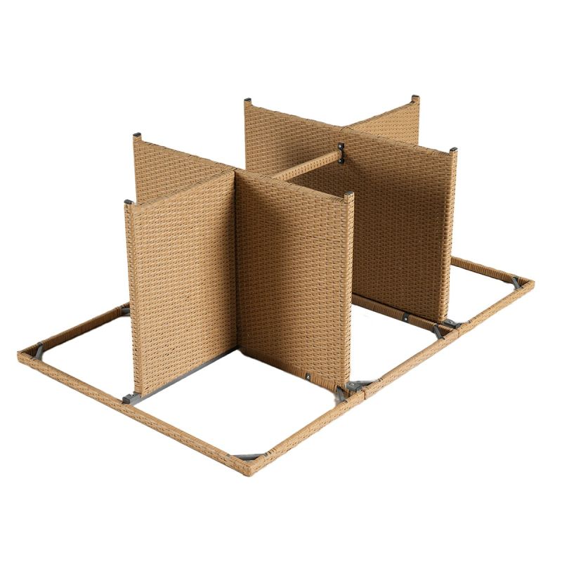 Set mobilier, pliabil, masa cu blat de sticla, 6 scaune cu spatar rabatabil, 4 tabureti terasa gradina, Cub, Mauritius