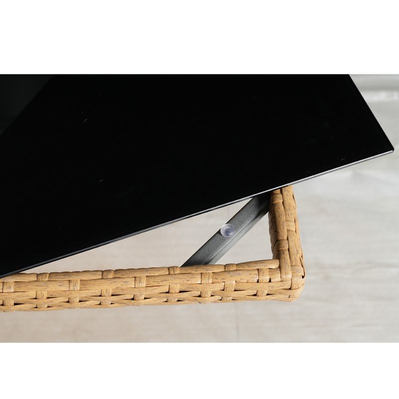 Set mobilier, pliabil, masa cu blat de sticla, 6 scaune cu spatar rabatabil, 4 tabureti terasa gradina, Cub, Mauritius