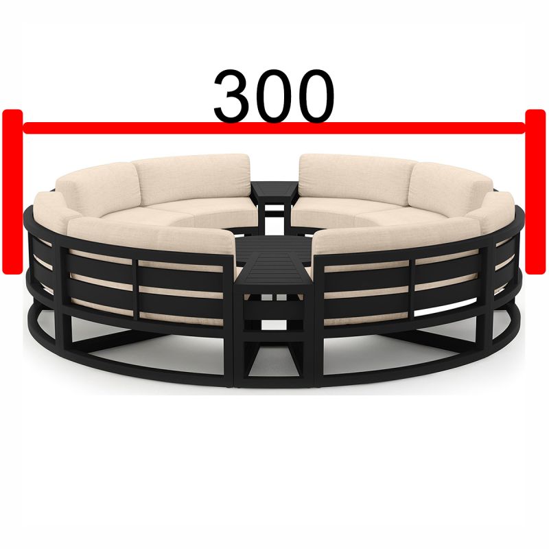 Set Mobilier Rotund, Cadru Aluminiu, 7 Piese, terasa sau gradina, Dark Grey, Perne Incluse Crem, Coral