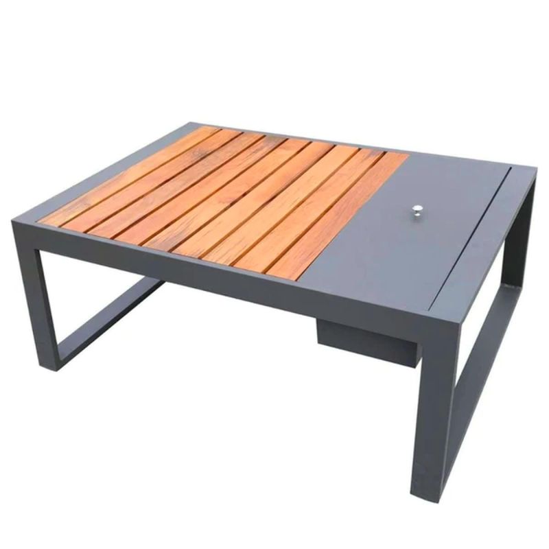 Set mobilier terasa gradina, canapea, 2 fotolii, masuta cafea cu ice bucket, aluminiu si lemn, Kia