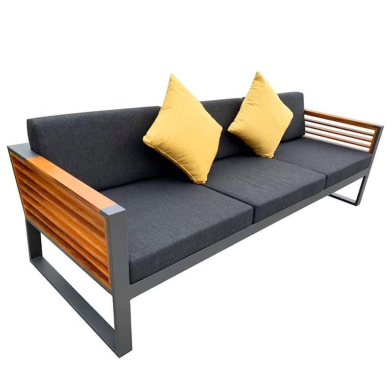 Set mobilier terasa gradina, canapea, 2 fotolii, masuta cafea cu ice bucket, aluminiu si lemn, Kia