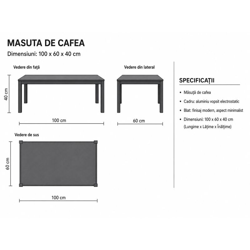 Set mobilier, canapea, 2 fotolii, masuta, terasa gradina, aluminiu si impletitura tip funie, Ray