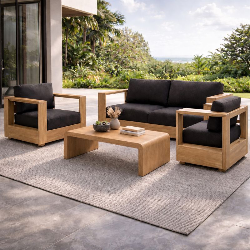 Set mobilier terasa gradina, canapea 2 locuri, 2 fotolii, masuta de cafea, aluminiu, Edenia