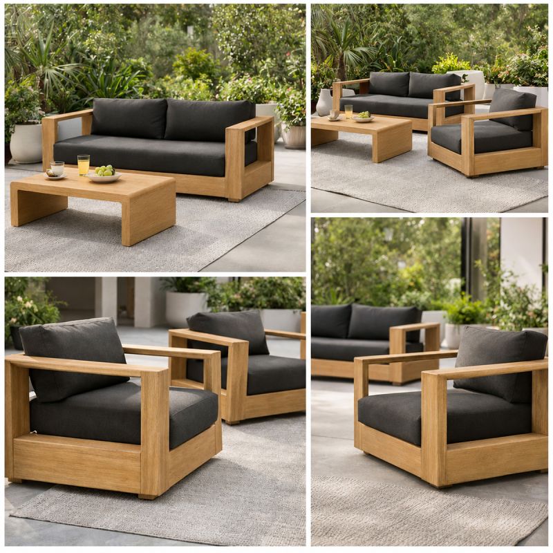 Set mobilier terasa gradina, canapea 2 locuri, 2 fotolii, masuta de cafea, aluminiu, Edenia