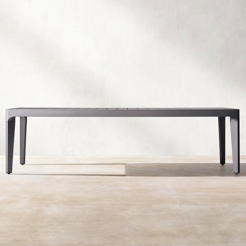 Set mobilier, terasa gradina, masa mare, aluminiu, 8 scaune, cadru aluminiu si poliratan, gri inchis, Dalia