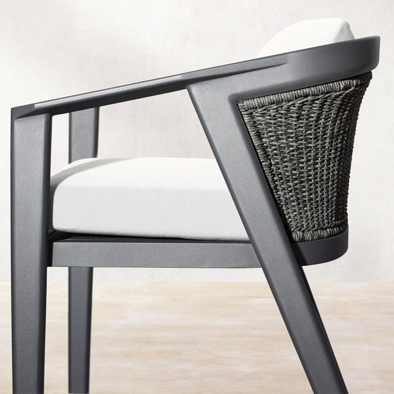 Set mobilier, terasa gradina, masa mare, aluminiu, 8 scaune, cadru aluminiu si poliratan, gri inchis, Dalia