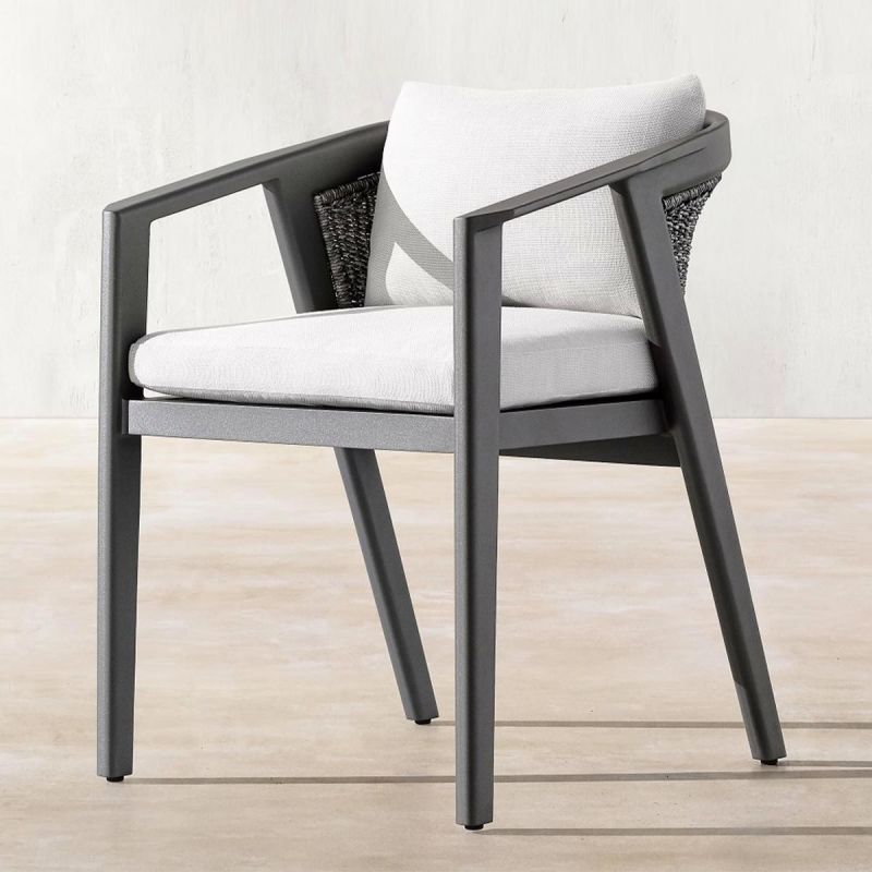 Set mobilier, terasa gradina, masa mare, aluminiu, 8 scaune, cadru aluminiu si poliratan, gri inchis, Dalia