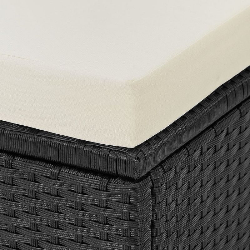 Set mobilier terasa gradina, masa mare, Cub pliabil, 6 scaune cu spatar rabatabil, 4 tabureti, 180x120x74 cm, Negru, Michigan