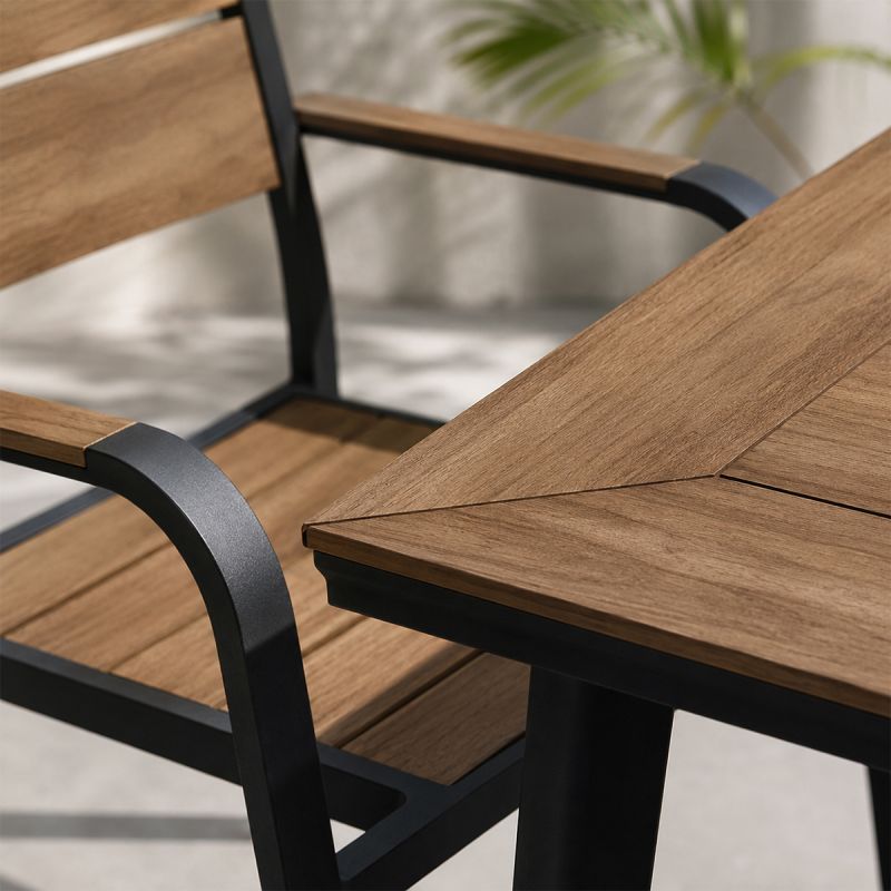Set mobilier, terasa sau gradina, aluminiu, masa  cu blat din WPC, 4 scaune stivuibile, Eliza
