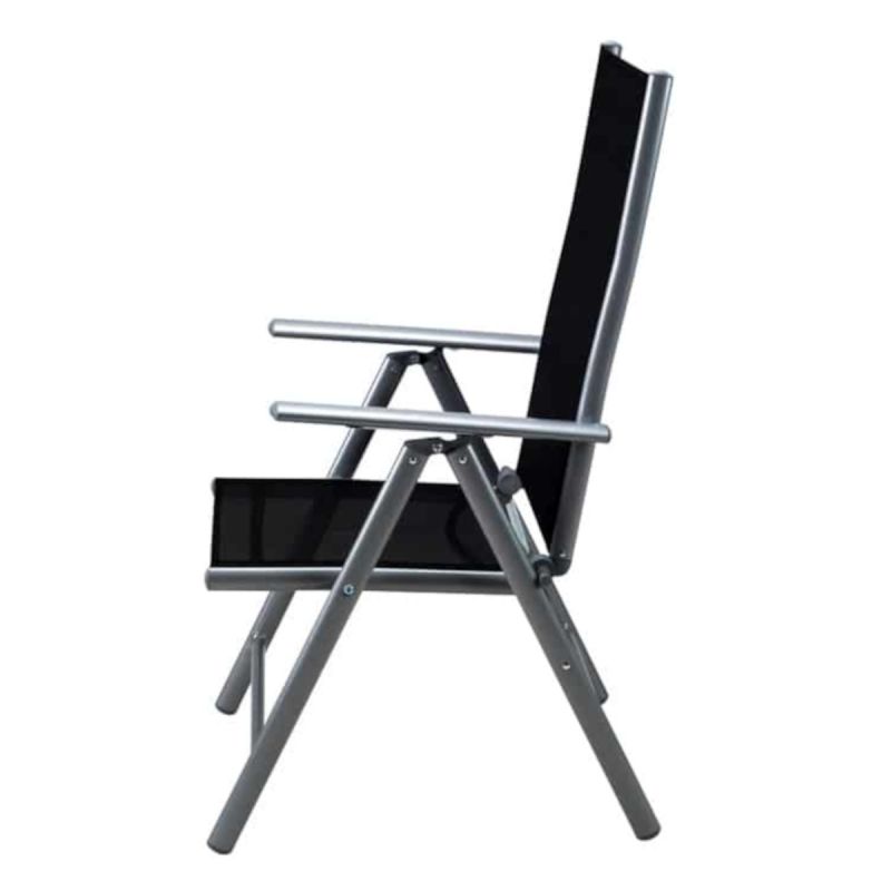 Set mobilier, terasa sau gradina, masa mare cu blat de sticla mata, 6 scaune Rabatabile aluminiu, 150 x 90 x 75  cm, Clinton