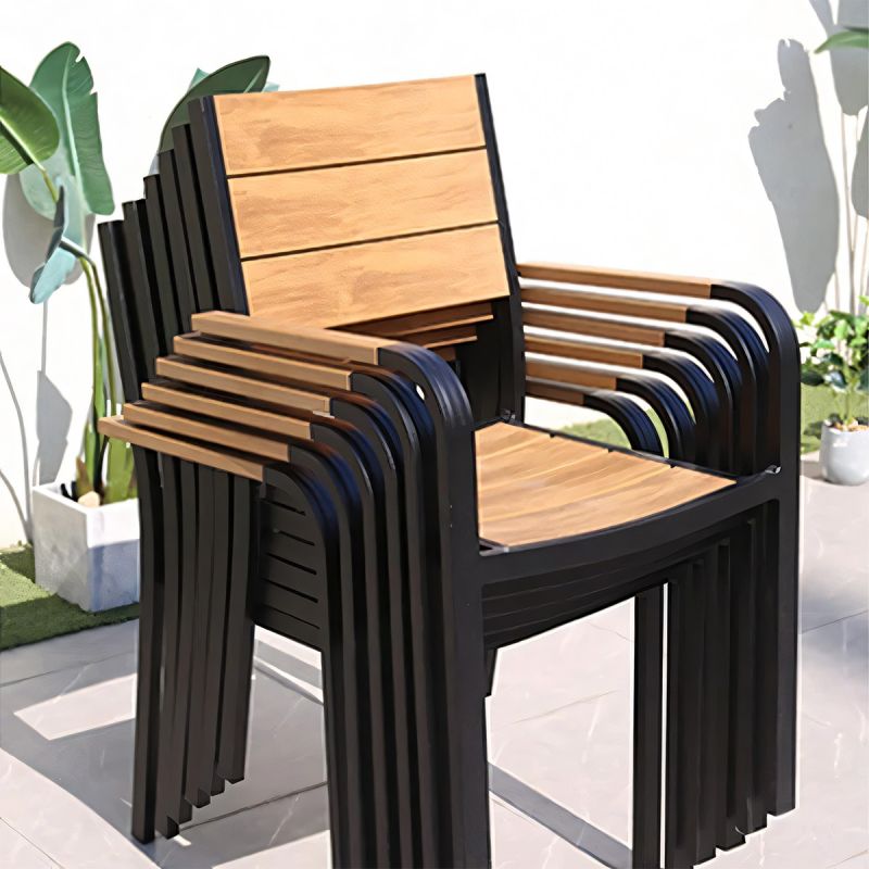 Set mobilier terasa sau gradina, Masa si 8 scaune stivuibile din aluminiu si Wpc, Blake