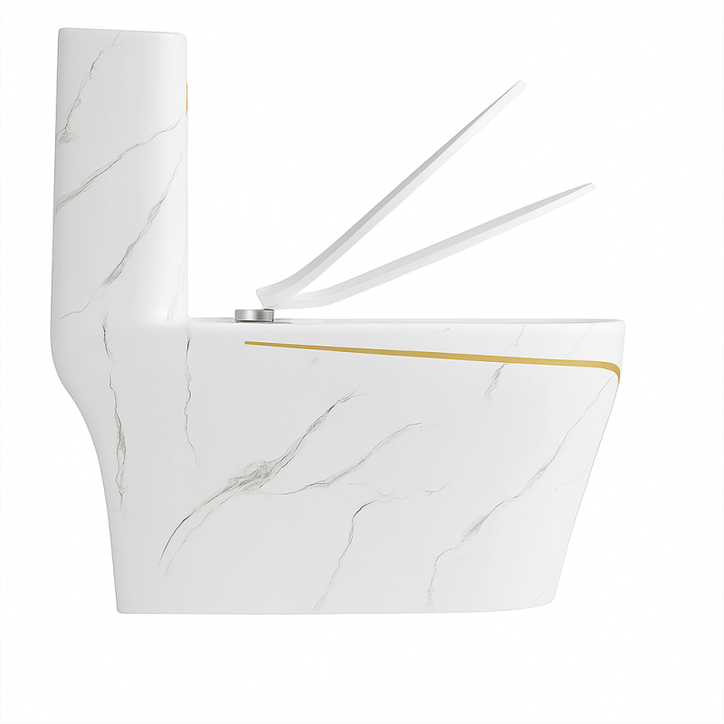 Set vas WC, lavoar stativ Lazio Marble Rimless, Alb, montaj pe podea, rezervor inclus, gaura de baterie, capac soft-close
